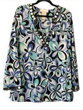 MICHAEL Michael Kors Blue and Green Patterned Swim Tunic